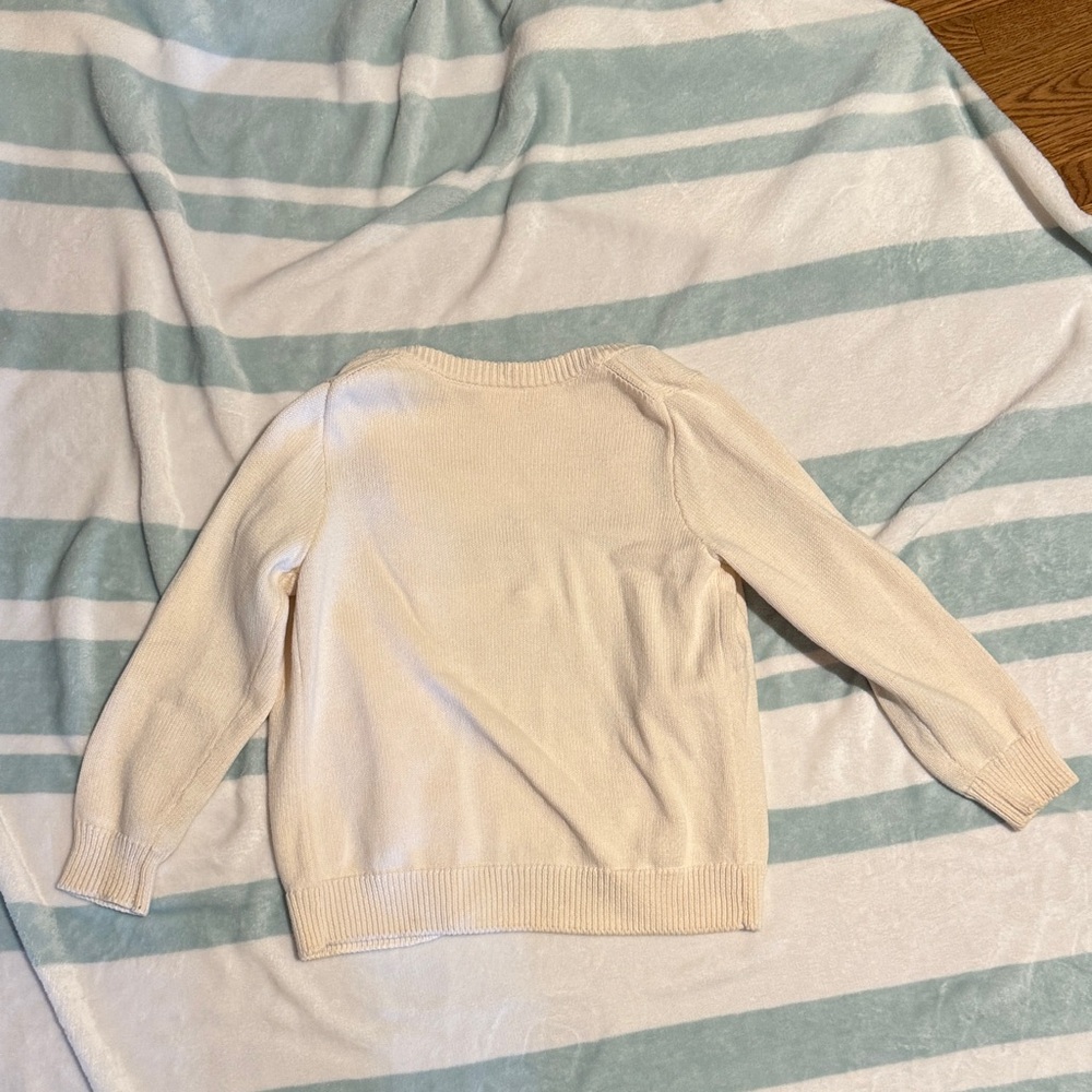 Hanna Andersson Cream Cardigan with Rainbow Stripes - Picture 6 of 6